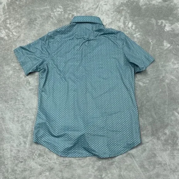 Jachs New York Mens Blue Button Down Short Sleeve Shirt Medium a0031 - Picture 8 of 8